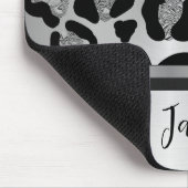 Glittery Silver Leopard Safari Print Muismat (Hoek)