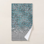 Glittery Silver Leopard Turquoise gepersonaliseerd Bad Handdoek (Handdoek)