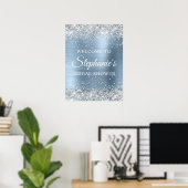 Glittery Silver Light Blue Foil Bridal Shower Poster (Thuiskantoor)