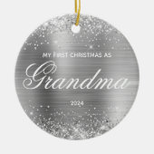 Glittery Silver, mijn eerste Kerstmis als oma Keramisch Ornament (Voorkant)
