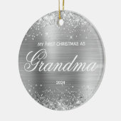 Glittery Silver, mijn eerste Kerstmis als oma Keramisch Ornament (Links)