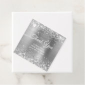 Glittery Silver Monogram 50th Birthday Hartelijk d Bedankjes Labels (In situ)