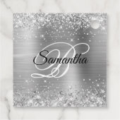 Glittery Silver Monogram 50th Birthday Hartelijk d Bedankjes Labels (Achterkant)