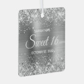 Glittery Silver Ombre Folie Sweet 16 Metalen Ornament (Voorkant Rechts)