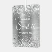 Glittery Silver Ombre Folie Sweet 16 Metalen Ornament (Voorkant links)