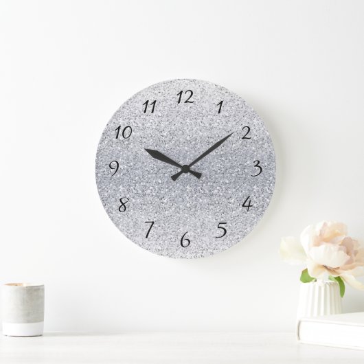 Glittery Silver Ombre Grote Klok (Huis)
