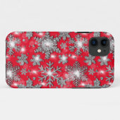 Glittery Silver Red festive sneeuwvlokpatroon Case-Mate iPhone Case (Achterkant (horizontaal))