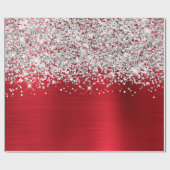 Glittery Silver Red Glam Cadeaupapier (Vlak)