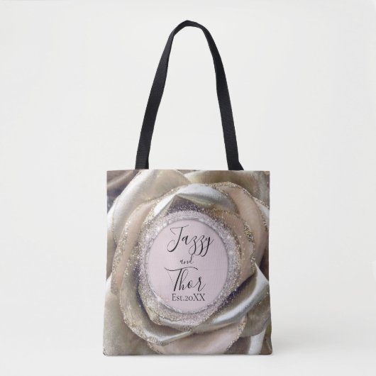 Glittery Silver Roos Petals persoonlijk Tote Bag (Voorkant)