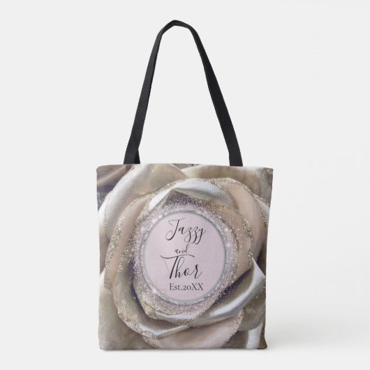 Glittery Silver Roos Petals persoonlijk Tote Bag (Achterkant)