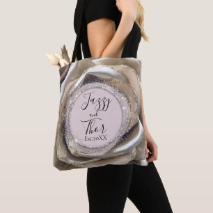 Glittery Silver Roos Petals persoonlijk Tote Bag