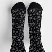 Glittery Silver Snowflake Pattern op Black Sokken (Top)