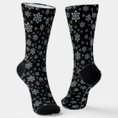 Glittery Silver Snowflake Pattern op Black Sokken (Gebogen)