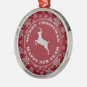 Glittery Snowflake Zilveren Rendier Metalen Ornament (Links)