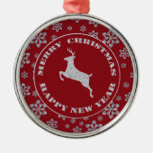 Glittery Snowflake Zilveren Rendier Metalen Ornament (Voorkant)