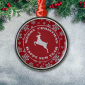 Glittery Snowflake Zilveren Rendier Metalen Ornament