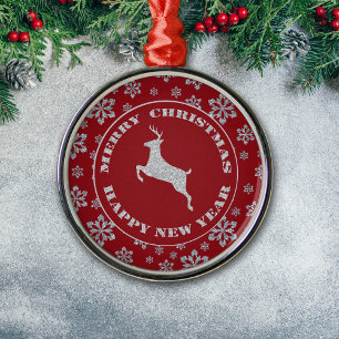 Glittery Snowflake Zilveren Rendier Metalen Ornament