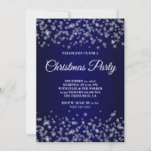 Glittery Snowflakes Navy Ombre Christmas Party Kaart (Voorkant)