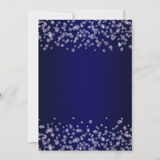 Glittery Snowflakes Navy Ombre Christmas Party Kaart (Achterkant)