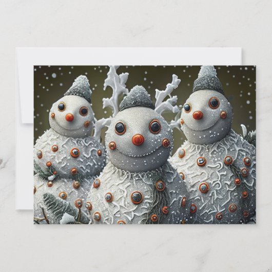 Glittery Snowmen met Pinecone Springs Feestdagenkaart (Voorkant)