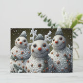 Glittery Snowmen met Pinecone Springs Feestdagenkaart (Staand voorkant)