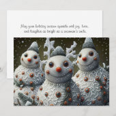 Glittery Snowmen met Pinecone Springs Feestdagenkaart (Voorkant / Achterkant)