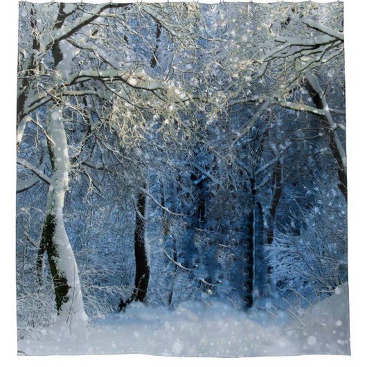Glittery Snowy Wonderland Shower Curtain Douchegordijn (Voorkant)
