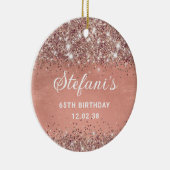 Glittery Soft Roos Gold Foil 65th Birthday Classic Keramisch Ornament (Rechts)