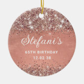 Glittery Soft Roos Gold Foil 65th Birthday Classic Keramisch Ornament (Voorkant)