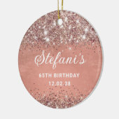 Glittery Soft Roos Gold Foil 65th Birthday Classic Keramisch Ornament (Links)