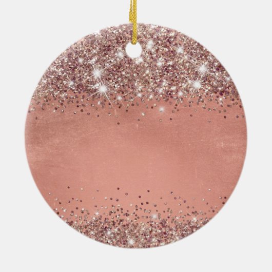 Glittery Soft Roos Gold Foil 65th Birthday Classic Keramisch Ornament (Achterkant)