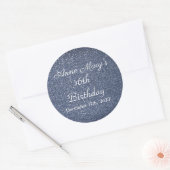 Glittery Sparkle 16th Birthday Custom Blauw Grijs Ronde Sticker (Envelop)