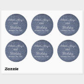 Glittery Sparkle 16th Birthday Custom Blauw Grijs Ronde Sticker (Vel)