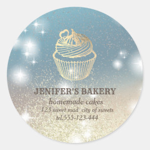 Glittery sparkle gouden cupcake chef bakkerij ronde sticker