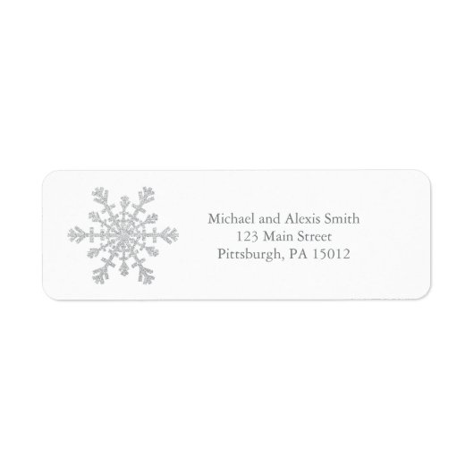 Glittery Sparkle Zilveren Sneeuwvlok voor Kerstmis Etiket (Voorkant)