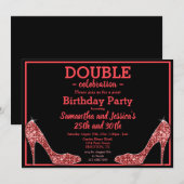 Glittery Sparkly Red Stilettos Dubbele Verjaardag Kaart (Voorkant / Achterkant)