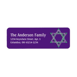 Glittery Star of David Hanukkah Adresetiketten d13 Etiket