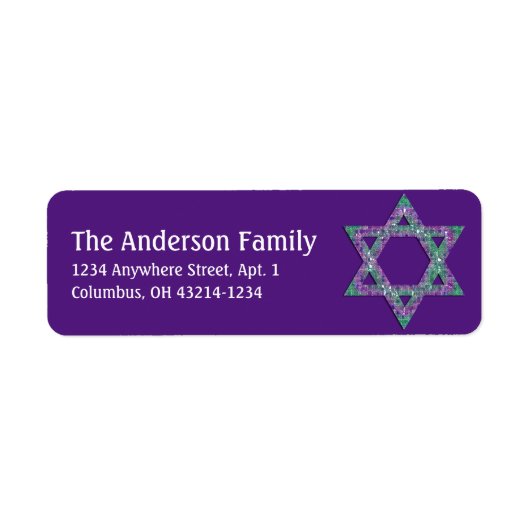 Glittery Star of David Hanukkah Adresetiketten d13 Etiket (Voorkant)