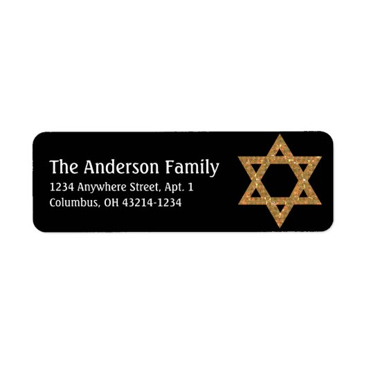 Glittery Star of David Hanukkah Adresetiketten d18 Etiket (Voorkant)