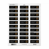Glittery Star of David Hanukkah Adresetiketten d18 Etiket (Full Sheet)
