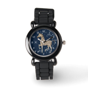 Glittery Star Zebra Blauw Kinder Horloge