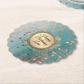 Glittery Stardust op Blue Blauwgroen Kartonnen Onderzetters (Gekanteld)