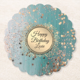 Glittery Stardust op Blue Blauwgroen Kartonnen Onderzetters