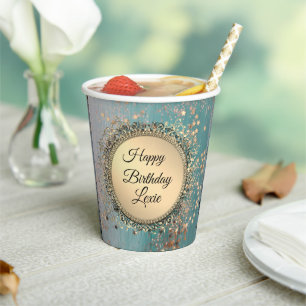 Glittery Stardust op Blue Blauwgroen Papieren Bekers