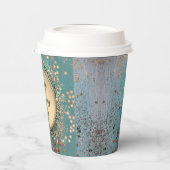 Glittery Stardust op Blue Blauwgroen Papieren Bekers (Links)