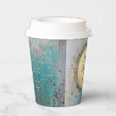 Glittery Stardust op Blue Blauwgroen Papieren Bekers (Rechts)