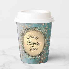 Glittery Stardust op Blue Blauwgroen Papieren Bekers