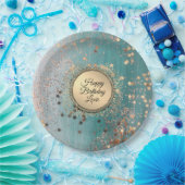 Glittery Stardust op Blue Blauwgroen Papieren Bordje (Feest)