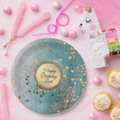 Glittery Stardust op Blue Blauwgroen Papieren Bordje (Feest)