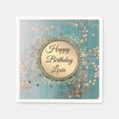 Glittery Stardust op Blue Blauwgroen Servet (Voorkant)